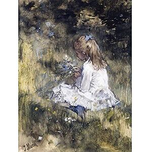 Artery8 Jacob Maris Girl With Flowers On Grass Painting Unframed Wall Art Print Poster Home Decor Premium Artery8 Jacob Maris Girl With Flowers On Grass Painting Unframed Wall Art Print Poster Home Decor Premium