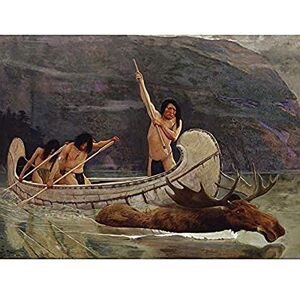 Fine Art Prints Wandkunstdruck, Motiv: Brush The Moose Chase Jagd, Indianer-Malerei, ungerahmt, Premium-Dekoration Fine Art Prints Wandkunstdruck, Motiv: Brush The Moose Chase Jagd, Indianer-Malerei, ungerahmt, Premium-Dekoration