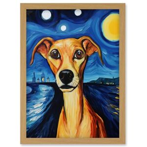 Artery8 Van Goghs Dog Artwork Night Scene Full Moon Blue Brown Yellow Oil Painting Artwork Framed Wall Art Print A4 Artery8 Van Goghs Dog Artwork Night Scene Full Moon Blue Brown Yellow Oil Painting Artwork Framed Wall Art Print A4