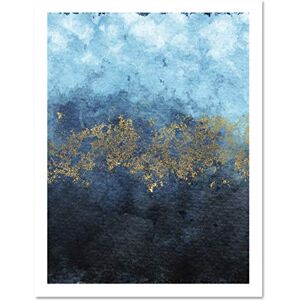 Wee Blue Coo Abstract Blue And Gold Watercolour Large Framed Art Print Wall Poster 18x24 inch Wee Blue Coo Abstract Blue And Gold Watercolour Large Framed Art Print Wall Poster 18x24 inch