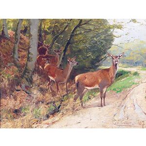 Fine Art Prints Kroner Pack Red Deer Crossing Track Nature Painting Large Print Poster Wall Art Decor Picture Fine Art Prints Kroner Pack Red Deer Crossing Track Nature Painting Large Print Poster Wall Art Decor Picture