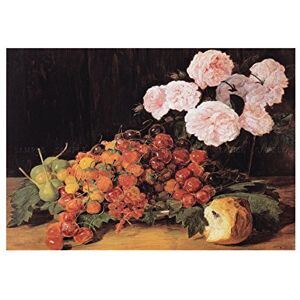 Wee Blue Coo Painting Still Life Waldmuller Roses Strawberries Bread Wall Art Print Wee Blue Coo Painting Still Life Waldmuller Roses Strawberries Bread Wall Art Print