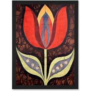 Artery8 A Single Tulip Flower Batik Style Pattern Folk Art Artwork Framed Wall Art Print A4 Artery8 A Single Tulip Flower Batik Style Pattern Folk Art Artwork Framed Wall Art Print A4
