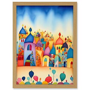 Artery8 Multicoloured Cityscape Celebration Day Folk Art Watercolour Painting Artwork Framed A3 Wall Art Print Artery8 Multicoloured Cityscape Celebration Day Folk Art Watercolour Painting Artwork Framed A3 Wall Art Print