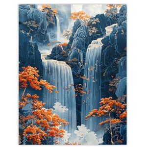 Artery8 Chinese Style Waterfall Landscape Autumn Trees For Living Room Extra Large XL Wall Art Poster Print Artery8 Chinese Style Waterfall Landscape Autumn Trees For Living Room Extra Large XL Wall Art Poster Print