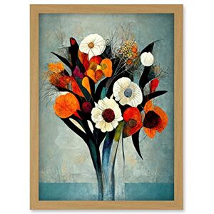 Doppelganger33 LTD Teal Orange Flowers Floral Bouquet Modern Artwork Framed A3 Wall Art Print Doppelganger33 LTD Teal Orange Flowers Floral Bouquet Modern Artwork Framed A3 Wall Art Print