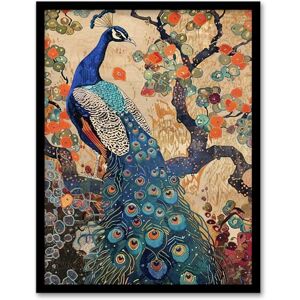 Artery8 Peacock in Tree with Wildflowers Artwork Detailed Living Room Artwork Framed Wall Art Print A4 Artery8 Peacock in Tree with Wildflowers Artwork Detailed Living Room Artwork Framed Wall Art Print A4