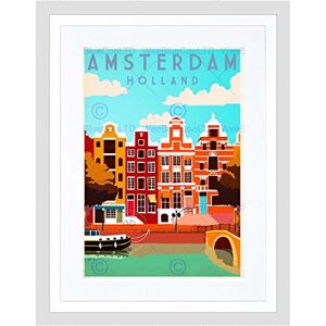 Wee Blue Coo Travel Amsterdam Holland Netherlands Canal Bridge Boat House Art Framed Wall Art Print Wee Blue Coo Travel Amsterdam Holland Netherlands Canal Bridge Boat House Art Framed Wall Art Print