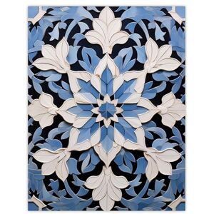 Artery8 Blue Arabesque Flower Design Ornate Symmetrical Floral Pattern Extra Large XL Wall Art Poster Print Artery8 Blue Arabesque Flower Design Ornate Symmetrical Floral Pattern Extra Large XL Wall Art Poster Print