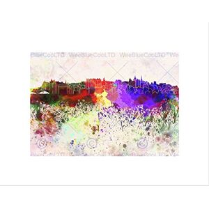 Wee Blue Coo Painting Cityscape Edinburgh Skyline Paint Splash Wall Art Print Wee Blue Coo Painting Cityscape Edinburgh Skyline Paint Splash Wall Art Print