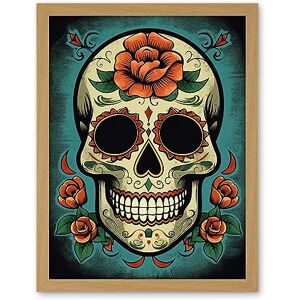 Artery8 Day of Dead Skull Old School USA Tattoo Ink Body Rockabilly Americana 50s Artwork Framed Wall Art Print 18X24 Inch Artery8 Day of Dead Skull Old School USA Tattoo Ink Body Rockabilly Americana 50s Artwork Framed Wall Art Print 18X24 Inch