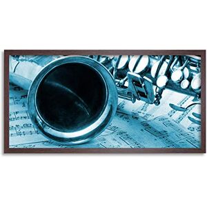 Wee Blue Coo Saxophone Blue Tone Sheet Music Long Panel Framed Wall Art Print Wee Blue Coo Saxophone Blue Tone Sheet Music Long Panel Framed Wall Art Print