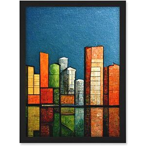 Doppelganger33 LTD Abstract Modern Cityscape Reflections Orange Blue Yellow Artwork Framed A3 Wall Art Print Doppelganger33 LTD Abstract Modern Cityscape Reflections Orange Blue Yellow Artwork Framed A3 Wall Art Print