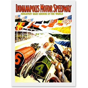 Artery8 - Indy 500 Car Flag - White - A4 - Framed Wall Art Artery8 - Indy 500 Car Flag - White - A4 - Framed Wall Art