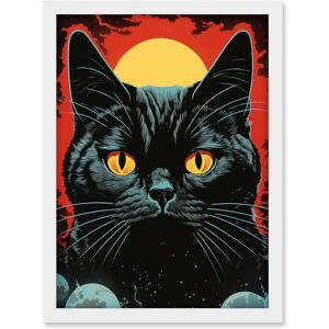 Artery8 In the Shadow of the Celestial Black Cat Vintage Pulp Art Sci-Fi Cover Artwork Red Yellow Blue Solar Eclipse Artwork Framed A3 Wall Art Print Artery8 In the Shadow of the Celestial Black Cat Vintage Pulp Art Sci-Fi Cover Artwork Red Yellow Blue Solar Eclipse Artwork Framed A3 Wall Art Print