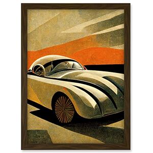 Doppelganger33 LTD Art Deco Vintage Sports Car Sunset Illustration Artwork Framed A3 Wall Art Print Doppelganger33 LTD Art Deco Vintage Sports Car Sunset Illustration Artwork Framed A3 Wall Art Print