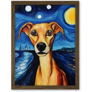 Artery8 Van Goghs Dog Artwork Night Scene Full Moon Blue Brown Yellow Oil Painting Artwork Framed Wall Art Print 18X24 Inch Artery8 Van Goghs Dog Artwork Night Scene Full Moon Blue Brown Yellow Oil Painting Artwork Framed Wall Art Print 18X24 Inch
