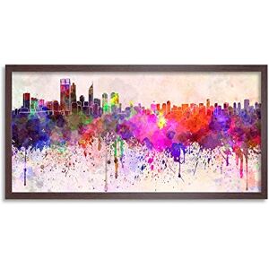 Wee Blue Coo Perth Australia Skyline Paint Splash Cityscape Long Panel Framed Wall Art Print Wee Blue Coo Perth Australia Skyline Paint Splash Cityscape Long Panel Framed Wall Art Print