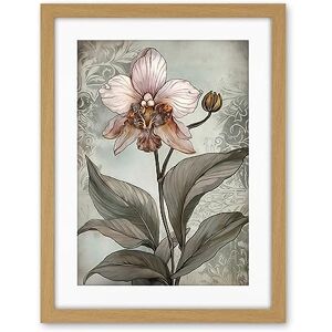 Artery8 Art Nouveau Pink Orchid Bloom Flower Watercolour Artwork Framed Wall Art Print 18X24 Inch Artery8 Art Nouveau Pink Orchid Bloom Flower Watercolour Artwork Framed Wall Art Print 18X24 Inch