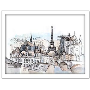 Wee Blue Coo France Ink Drawing Paris Artwork Framed Wall Art Print 18X24 Inch Wee Blue Coo France Ink Drawing Paris Artwork Framed Wall Art Print 18X24 Inch