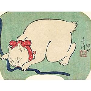 Fine Art Prints White Cat Playing String 1863 Utagawa Hiroshige Art Print Canvas Premium Wall Decor Poster Mural Fine Art Prints White Cat Playing String 1863 Utagawa Hiroshige Art Print Canvas Premium Wall Decor Poster Mural