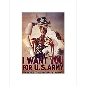 Wee Blue Coo POLITICAL SATIRE UNCLE SAM SKULL US ARMY UK ICON FRAMED ART PRINT B12X4580 Wee Blue Coo POLITICAL SATIRE UNCLE SAM SKULL US ARMY UK ICON FRAMED ART PRINT B12X4580