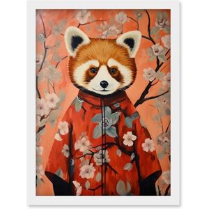 Artery8 Red Panda in Kimono Cherry Blossom Trees Japan Artwork Framed Wall Art Print A4 Artery8 Red Panda in Kimono Cherry Blossom Trees Japan Artwork Framed Wall Art Print A4