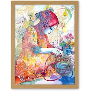Artery8 Woman Planting Flowers Lace Pattern Folk Art Watercolour Painting Artwork Framed Wall Art Print 18X24 Inch Artery8 Woman Planting Flowers Lace Pattern Folk Art Watercolour Painting Artwork Framed Wall Art Print 18X24 Inch