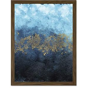 Wee Blue Coo Abstract Blue And Gold Watercolour Large Framed Art Print Wall Poster 18x24 inch Wee Blue Coo Abstract Blue And Gold Watercolour Large Framed Art Print Wall Poster 18x24 inch
