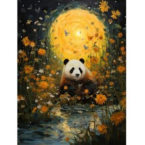 Artery8 Harvest Moon Panda Landscape Oil Painting Panda Bear in a Wildflower Meadow with Flowing Stream Kids Bedroom Extra Large XL Wall Art Poster Print Artery8 Harvest Moon Panda Landscape Oil Painting Panda Bear in a Wildflower Meadow with Flowing Stream Kids Bedroom Extra Large XL Wall Art Poster Print