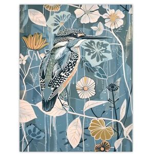 Artery8 Blue Kingfisher Bird Floral Branch Flower Pattern Living Room Extra Large XL Wall Art Poster Print Artery8 Blue Kingfisher Bird Floral Branch Flower Pattern Living Room Extra Large XL Wall Art Poster Print