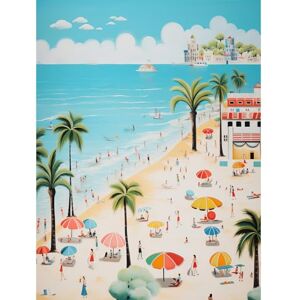 Artery8 Day at the Beach Summer Holidays Stylised Artwork Pastel Colour Vacation Tourists Coastal Landscape Extra Large XL Wall Art Poster Print Artery8 Day at the Beach Summer Holidays Stylised Artwork Pastel Colour Vacation Tourists Coastal Landscape Extra Large XL Wall Art Poster Print