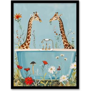 Artery8 Giraffe Bath Time Surreal Floral Nature Painting Bathroom Toilet Artwork Framed Wall Art Print 18X24 Inch Artery8 Giraffe Bath Time Surreal Floral Nature Painting Bathroom Toilet Artwork Framed Wall Art Print 18X24 Inch