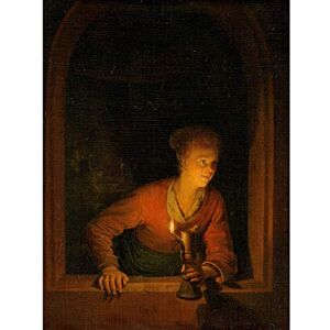 Artery8 Gerard Dou Girl With Oil Lamp At Window Painting Large Wall Art Poster Print Thick Paper 18X24 Inch Artery8 Gerard Dou Girl With Oil Lamp At Window Painting Large Wall Art Poster Print Thick Paper 18X24 Inch