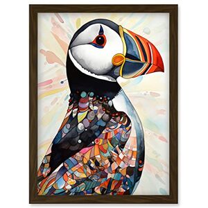 Artery8 Multicolour Pattern Feather Puffin Bird Folk Art Artwork Framed Wall Art Print A4 Artery8 Multicolour Pattern Feather Puffin Bird Folk Art Artwork Framed Wall Art Print A4
