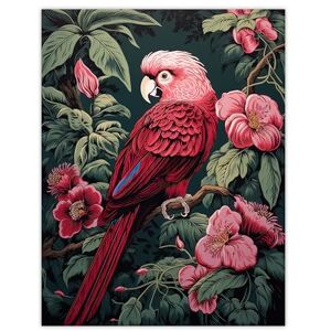 Artery8 Parrot on Blooming Flower Tree Branch Vintage Painting Burgundy Pink Green Jungle Bird Portrait Large Wall Art Poster Print Thick Paper 18X24 Inch Artery8 Parrot on Blooming Flower Tree Branch Vintage Painting Burgundy Pink Green Jungle Bird Portrait Large Wall Art Poster Print Thick Paper 18X24 Inch