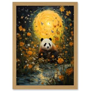 Artery8 Harvest Moon Panda Landscape Oil Painting Panda Bear in a Wildflower Meadow with Flowing Stream Kids Bedroom Artwork Framed Wall Art Print A4 Artery8 Harvest Moon Panda Landscape Oil Painting Panda Bear in a Wildflower Meadow with Flowing Stream Kids Bedroom Artwork Framed Wall Art Print A4