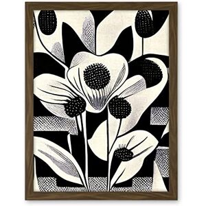 Wee Blue Coo Monochrome Black White Abstract Retro Flower Pattern Artwork Framed Wall Art Print 18X24 Inch Wee Blue Coo Monochrome Black White Abstract Retro Flower Pattern Artwork Framed Wall Art Print 18X24 Inch