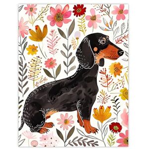 Artery8 Dachshund Sausage Dog Lover Floral Watercolour Living Room Extra Large XL Wall Art Poster Print Artery8 Dachshund Sausage Dog Lover Floral Watercolour Living Room Extra Large XL Wall Art Poster Print