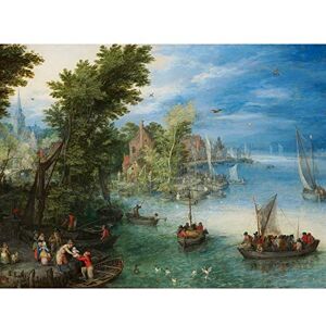 Fine Art Prints Jan Brueghel Der Ältere Flusslandschaft, großer Kunstdruck, Poster, Wanddekoration, Premium-Wandbild Fine Art Prints Jan Brueghel Der Ältere Flusslandschaft, großer Kunstdruck, Poster, Wanddekoration, Premium-Wandbild