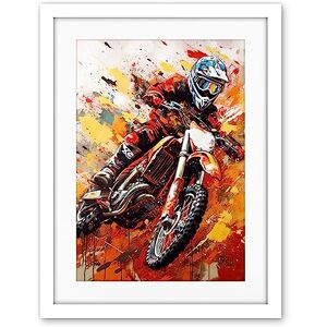 Artery8 Motocross Race Motorcycle Sport Oil Painting Artwork Framed Wall Art Print 18X24 Inch Artery8 Motocross Race Motorcycle Sport Oil Painting Artwork Framed Wall Art Print 18X24 Inch
