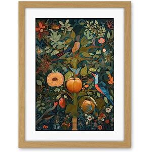 Artery8 Birds on Blooming Peach Tree in Modern Folk Art Artwork Framed Wall Art Print 18X24 Inch Artery8 Birds on Blooming Peach Tree in Modern Folk Art Artwork Framed Wall Art Print 18X24 Inch
