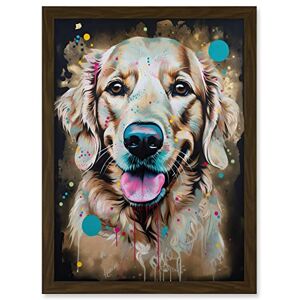 Artery8 Happy Smiling Golden Retriever Dog Portrait Artwork Framed A3 Wall Art Print Artery8 Happy Smiling Golden Retriever Dog Portrait Artwork Framed A3 Wall Art Print