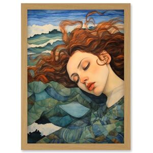 Artery8 Dreaming of the Sea Woman Sleeping Egon Schiele Style Watercolour Painting Amber Blue Wave Patterns Artwork Framed Wall Art Print A4 Artery8 Dreaming of the Sea Woman Sleeping Egon Schiele Style Watercolour Painting Amber Blue Wave Patterns Artwork Framed Wall Art Print A4