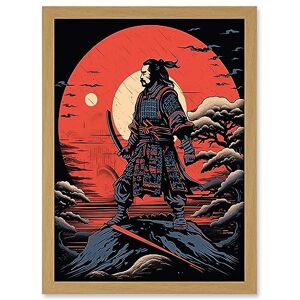Artery8 Samurai Master on Forest Hill Sunrise Landscape Rockabilly Americana 50s Artwork Framed A3 Wall Art Print Artery8 Samurai Master on Forest Hill Sunrise Landscape Rockabilly Americana 50s Artwork Framed A3 Wall Art Print