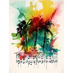 Artery8 Melodic Oasis Tropical Palm Tree Sonata Music Modern Splat Paint Watercolour Painting Extra Large XL Wall Art Poster Print Artery8 Melodic Oasis Tropical Palm Tree Sonata Music Modern Splat Paint Watercolour Painting Extra Large XL Wall Art Poster Print