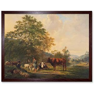 Artery8 Van Os Hilly Landscape Shepherd Cattle Painting Art Print Framed Poster Wall Decor 12x16 inch Artery8 Van Os Hilly Landscape Shepherd Cattle Painting Art Print Framed Poster Wall Decor 12x16 inch