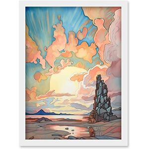 Artery8 Atmospheric Clouds Over Mono Lake at Dawn Lakeside Rock Landscape Modern Watercolour Painting Artwork Framed Wall Art Print A4 Artery8 Atmospheric Clouds Over Mono Lake at Dawn Lakeside Rock Landscape Modern Watercolour Painting Artwork Framed Wall Art Print A4
