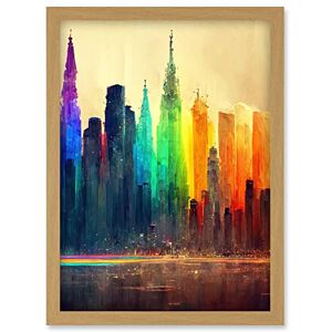 Doppelganger33 LTD Futuristic Modern Rainbow City Cityscape Skyline Artwork Framed Wall Art Print A4 Doppelganger33 LTD Futuristic Modern Rainbow City Cityscape Skyline Artwork Framed Wall Art Print A4