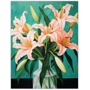 Wee Blue Coo Peach Lilies Oil Painting Teal Green Pink Flowers in Glass Vase Colourful Large Wall Art Poster Print Thick Paper 18X24 Inch Wee Blue Coo Peach Lilies Oil Painting Teal Green Pink Flowers in Glass Vase Colourful Large Wall Art Poster Print Thick Paper 18X24 Inch
